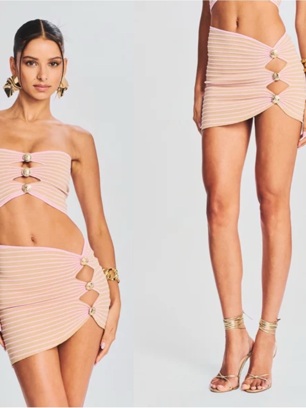 Retrofete Hydra Knit Metallic Cutout Mini Skirt